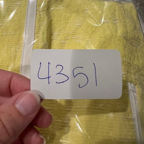 CALVIN KLEIN Women's Yellow Brocade Sheath Dress with White Piping Size 4 - Picture 7 of 7